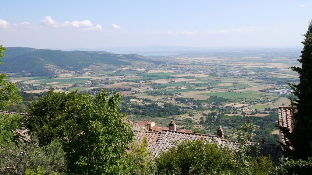 Blick von Cortona zum Lago Trasimeno