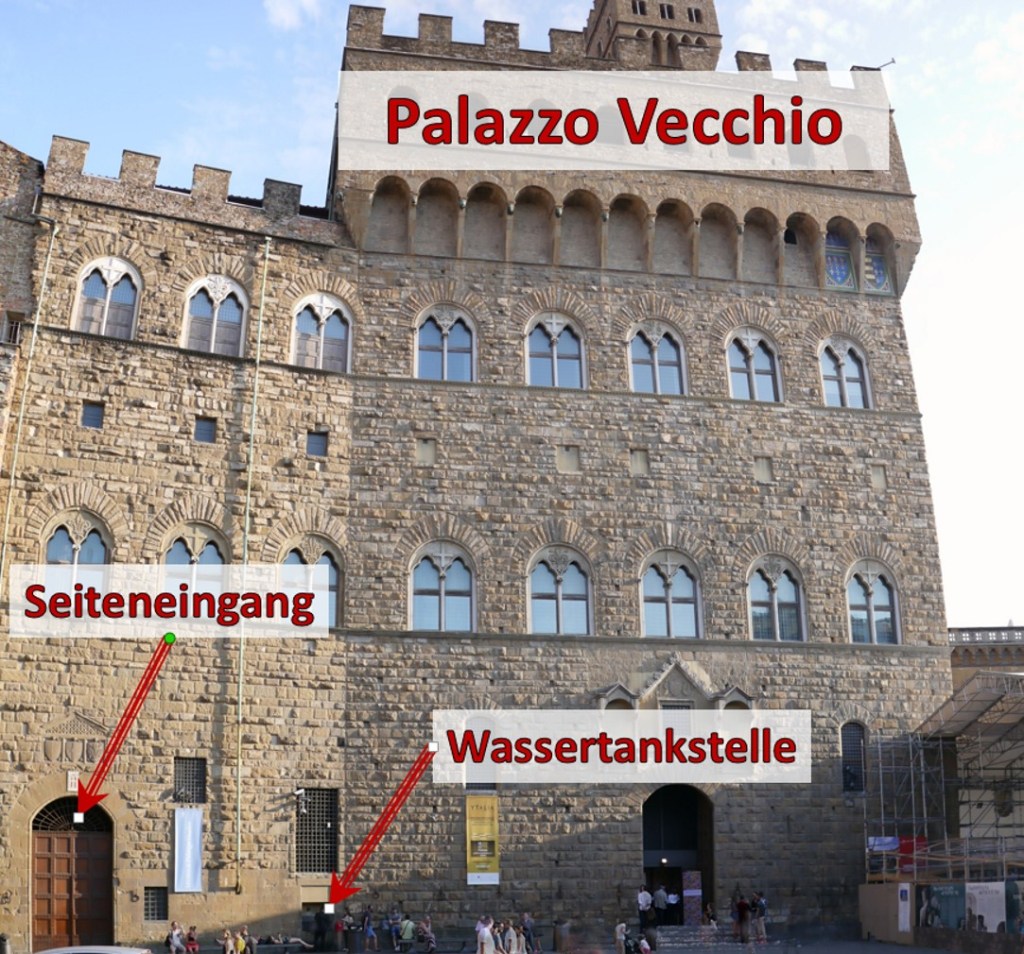 Kostenlose Wasserzapfstelle am Palazzo Vecchio in Florenz