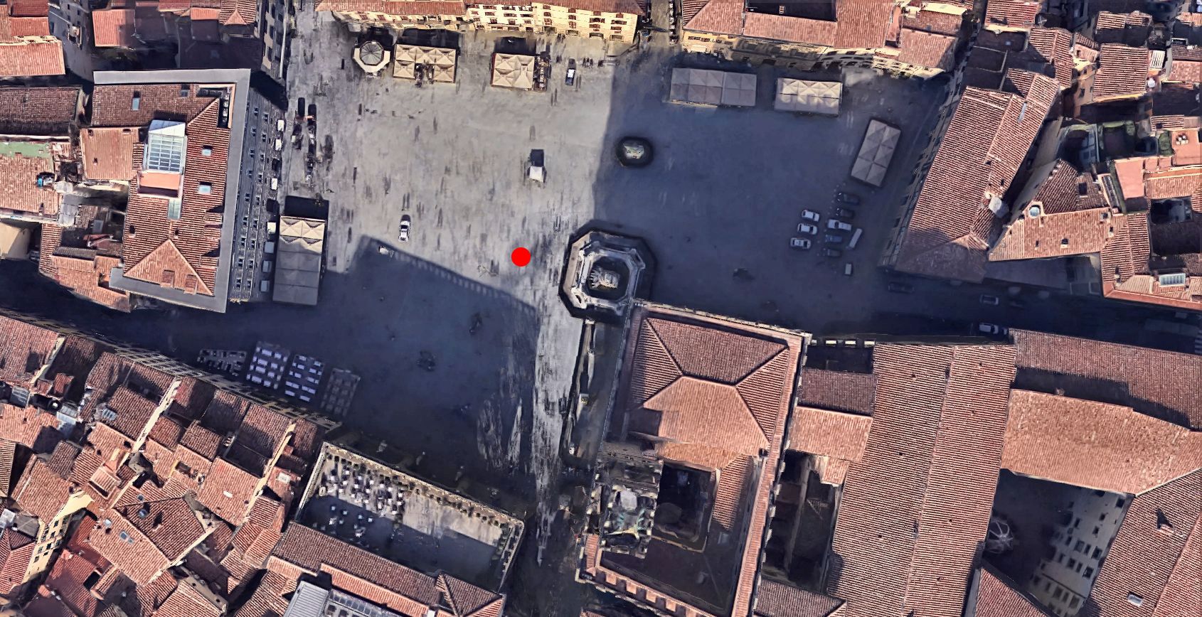 Standort des Galgens auf der Piazza dei Priori