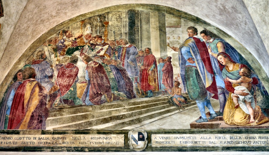 Der Heilige Antoninus spricht die Signori Otto von der Exkommunikation frei (Fresko im Kloster San Marco in Florenz)