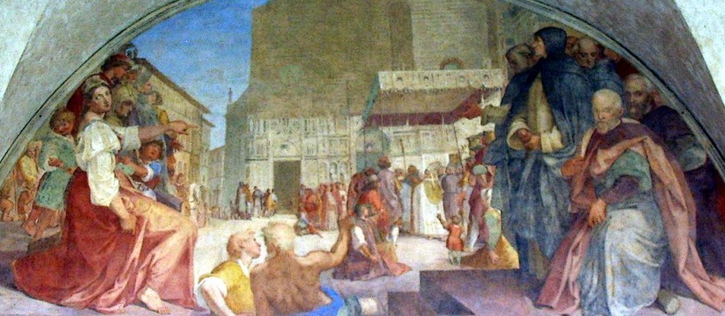 Lünettenmalerei im Kloster San Marco mit Domfassade von Bernardino Poccetti (Wikimedia)