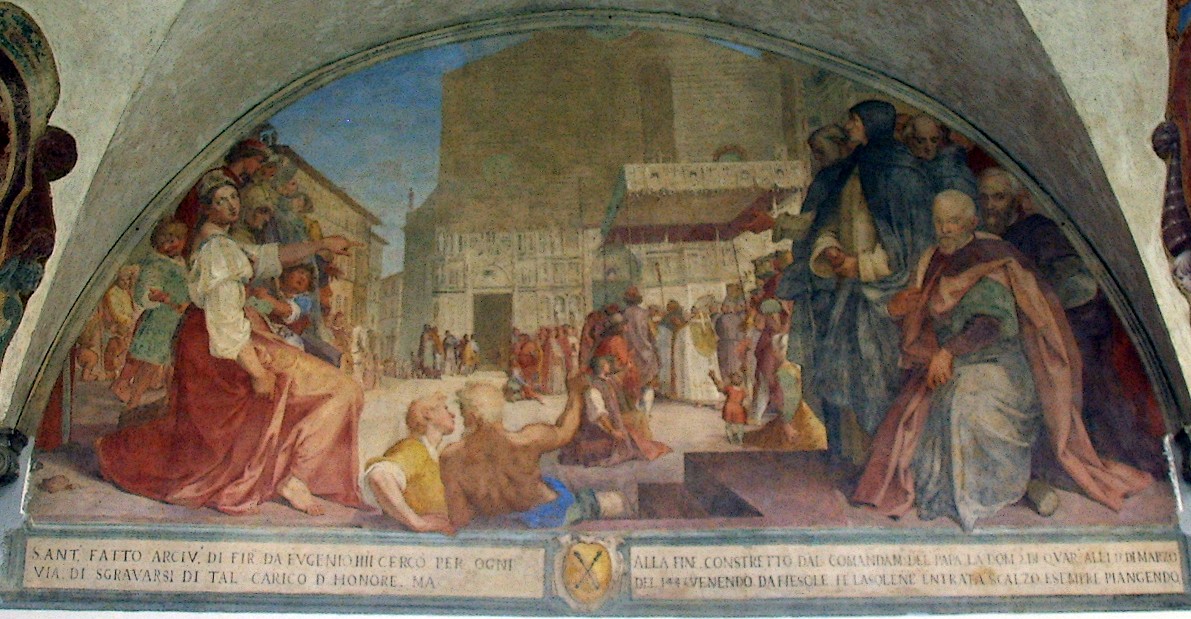 Lünettenmalerei im Kloster San Marco mit Domfassade von Bernardino Poccetti (Wikimedia)