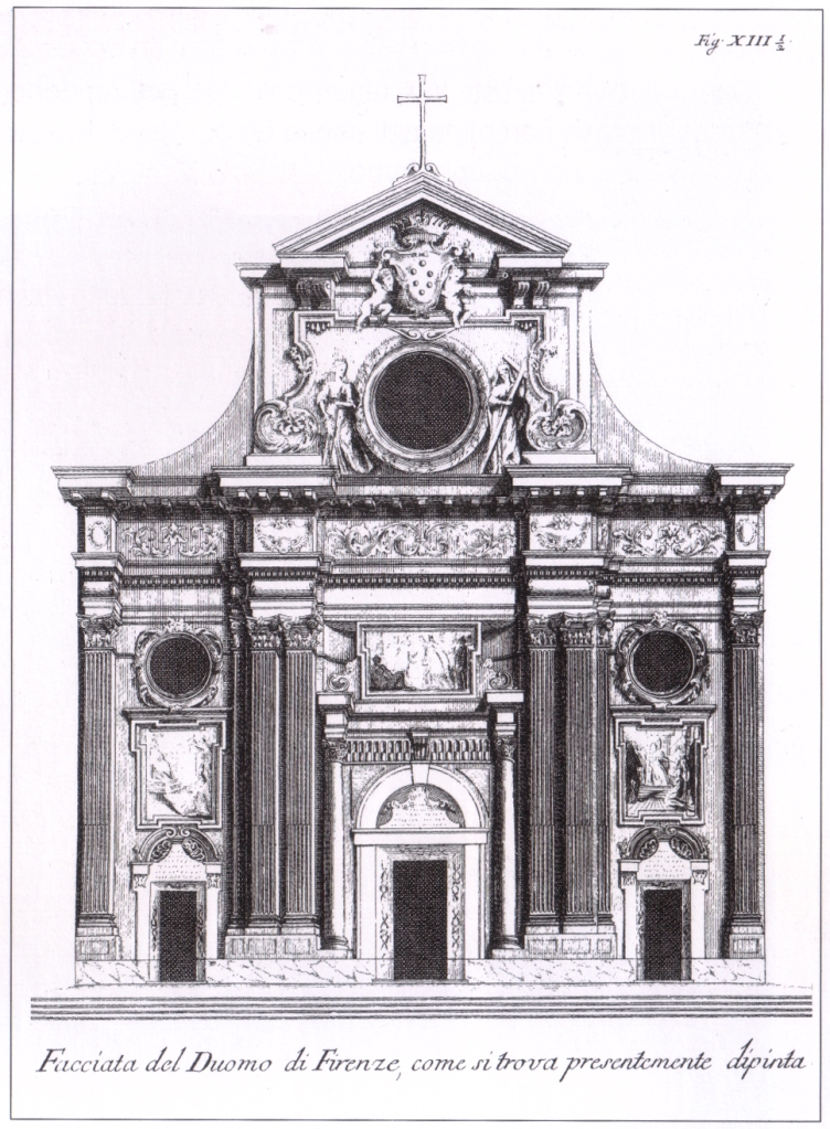 Stich der temporären Domfassade von 1733 von Bernardo Sansone Sgrilli
