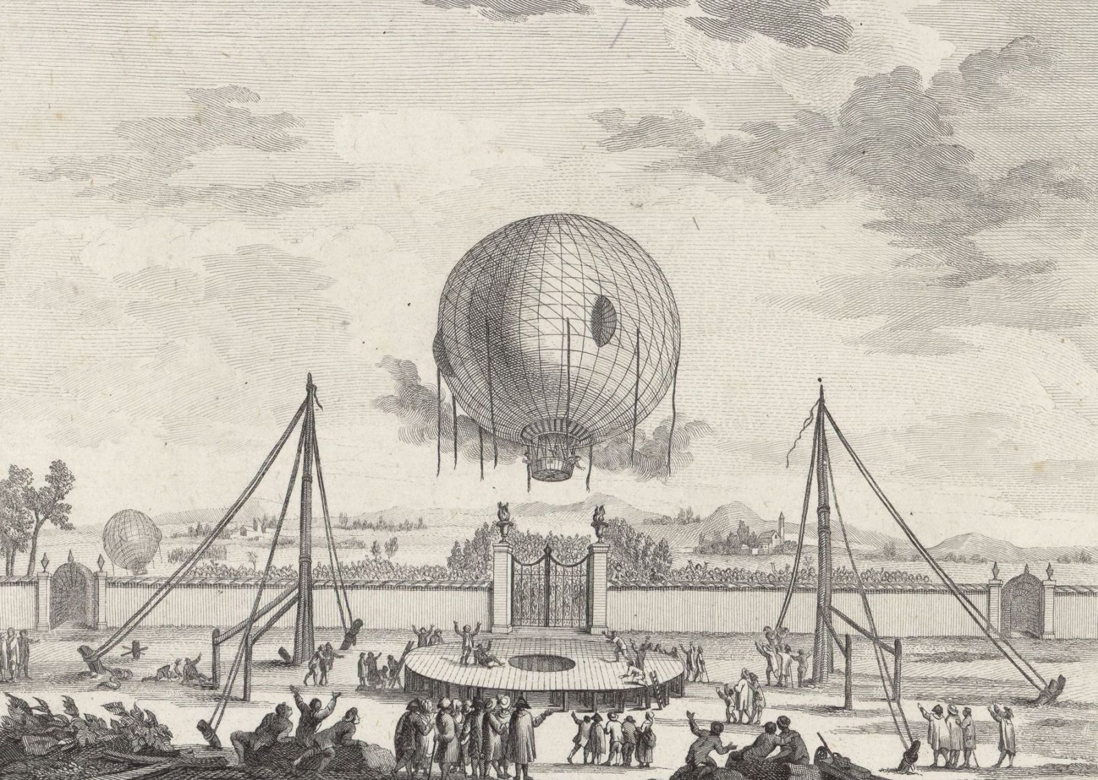 Aufstieg des Ballons am 25. Februar 1784 im Garten der Villa Andreani di Moncucco