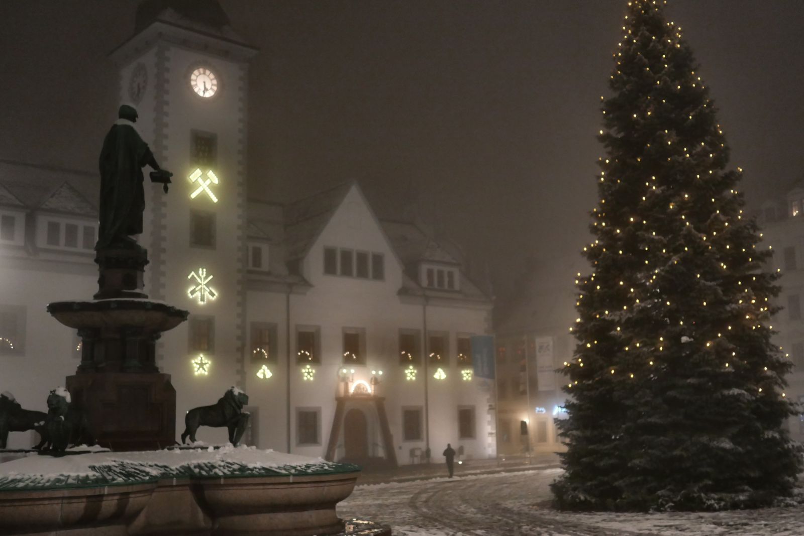 Obermarkt in Freiberg zur Adventszeit