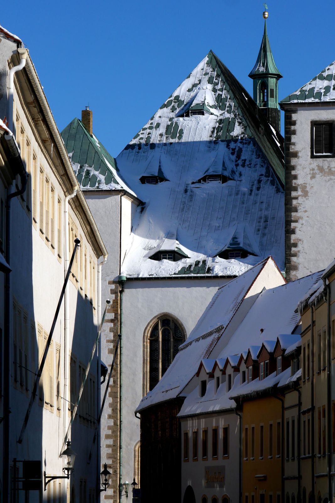 Kirchgasse und Dom in Freiberg