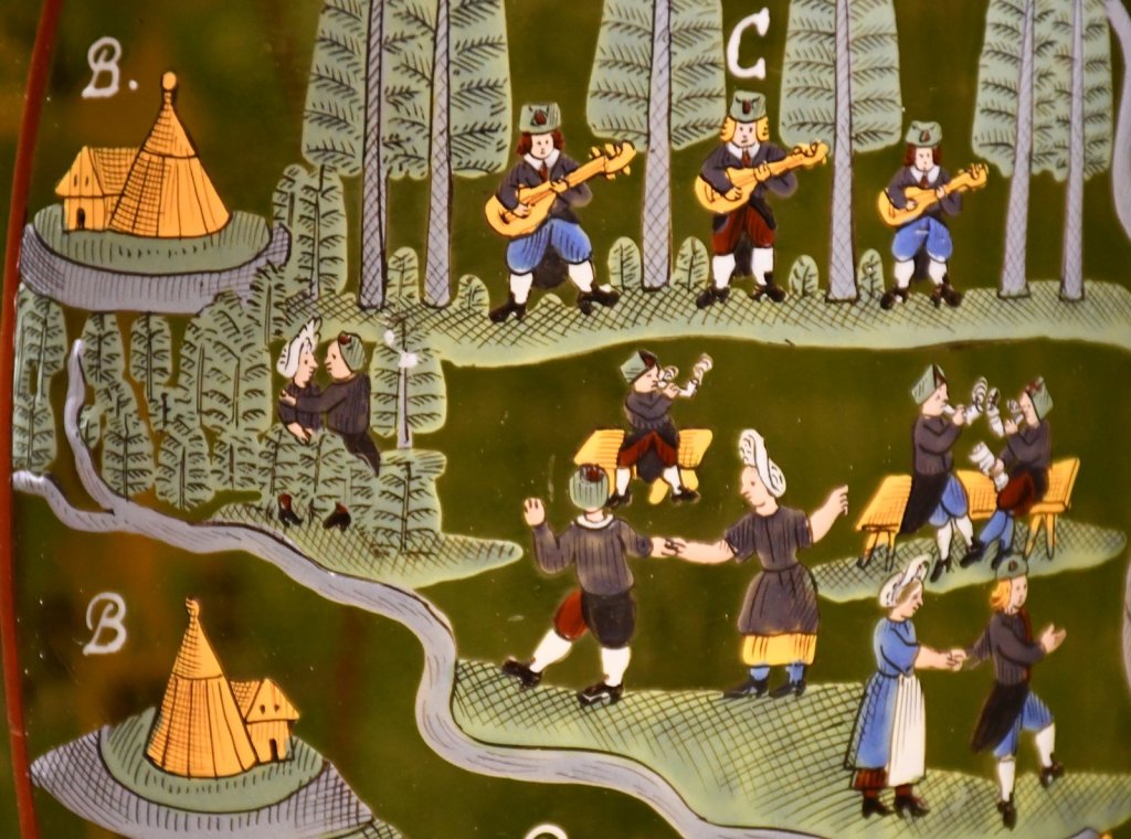 Musiker- und Tanzdarstellung auf der Oberharzer Bergkanne von 1696 im Oberharzer Bergwerksmuseum Clausthal-Zellerfeld